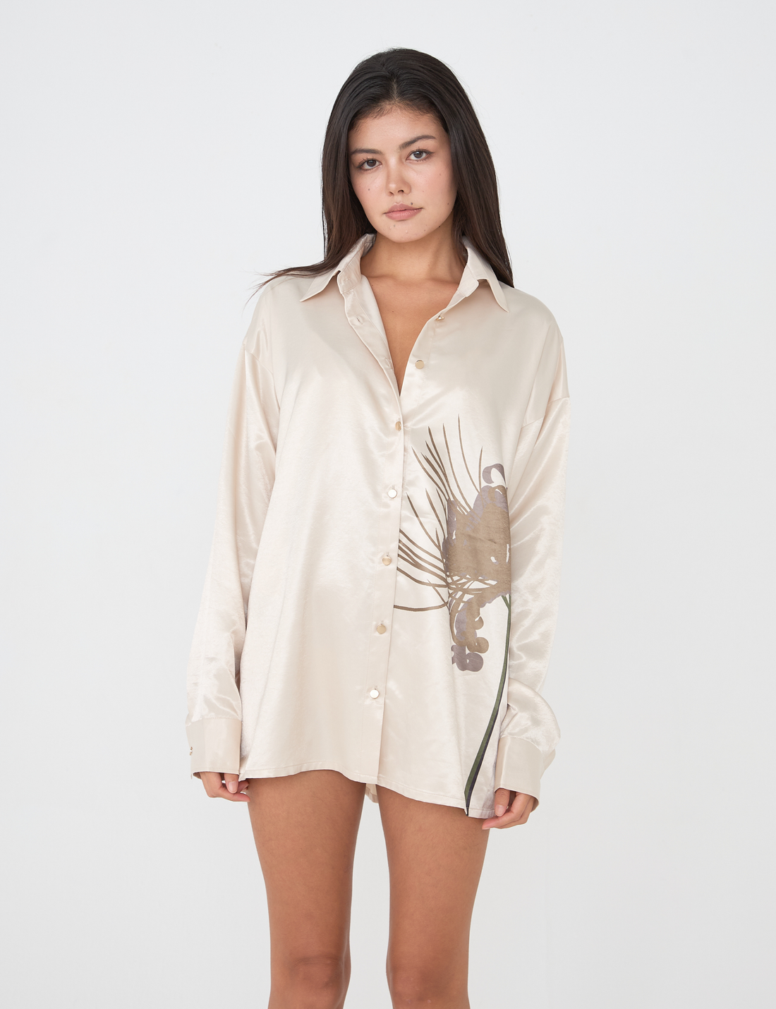 Harmony Elegant Satin Shirt / Flax (beige)