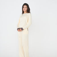 modal silk touch PJ set / 白花(ivory)