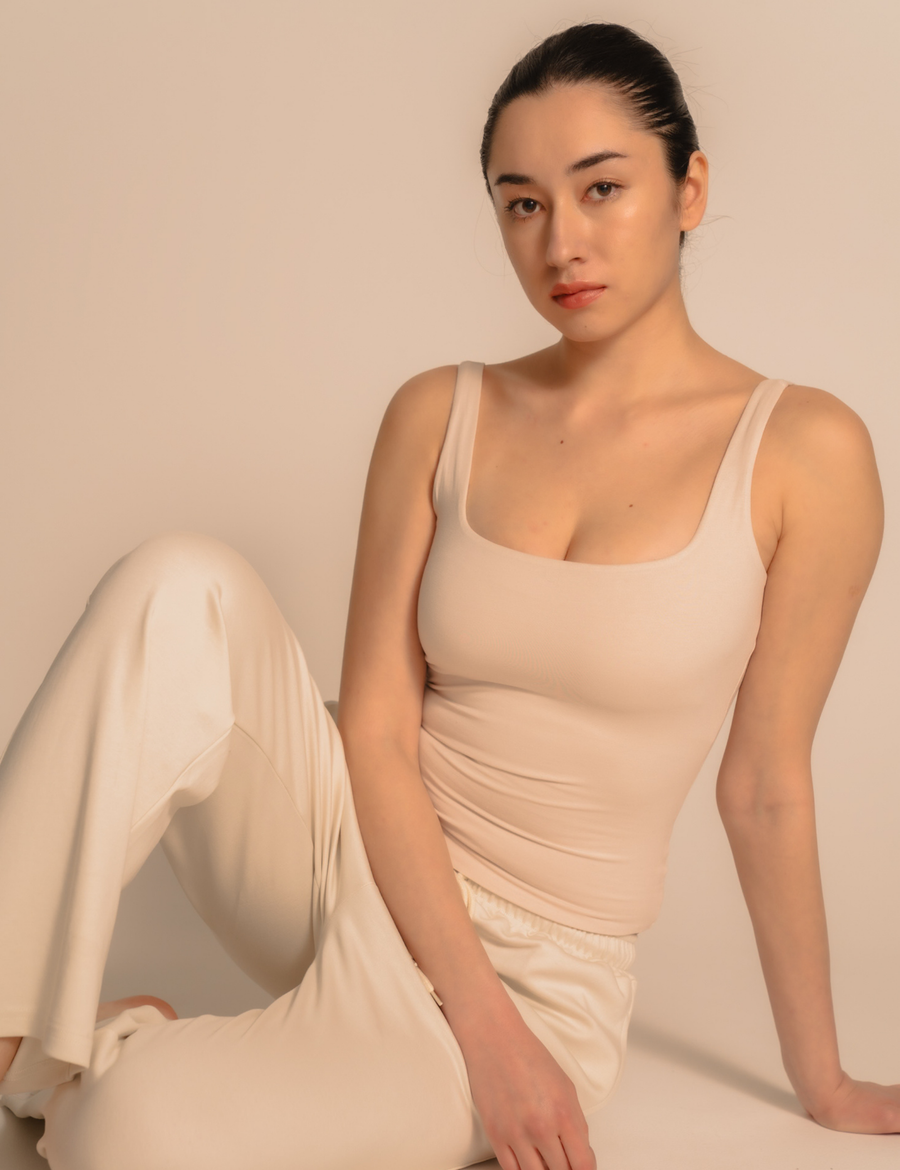 AuraFit Elegant Padded Tank / 胡粉(off white)