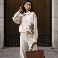 Harmony Elegant Satin Shirt / 亜麻(beige)