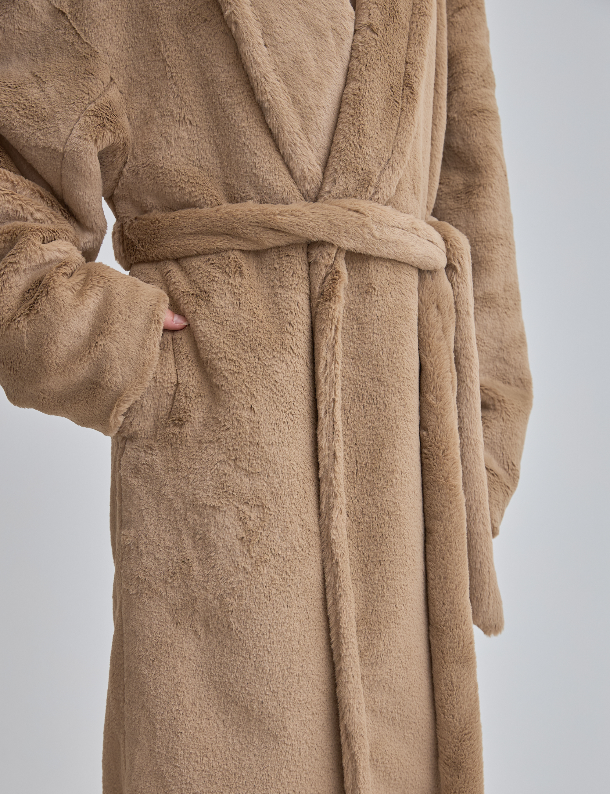 Cosy Up Premium KIMONO Fur Coat / 亜麻(beige)