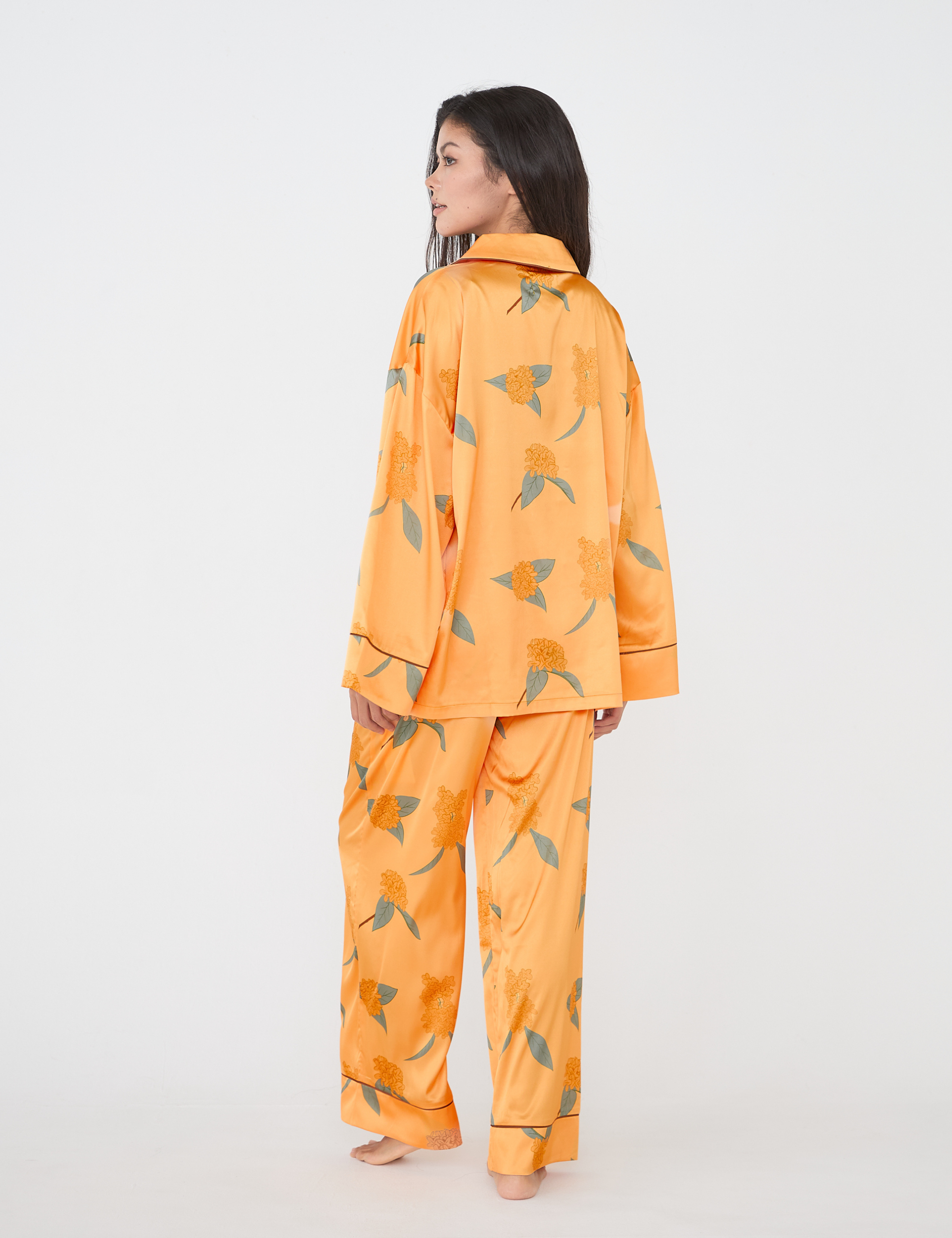 Chic Comfort Satin Pajama Shirt / Amber(orange)