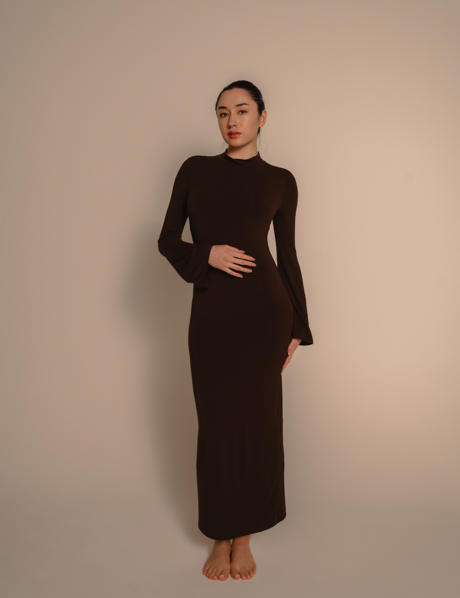 AuraFit Padded Maxi Dress / 枯茶(brown)