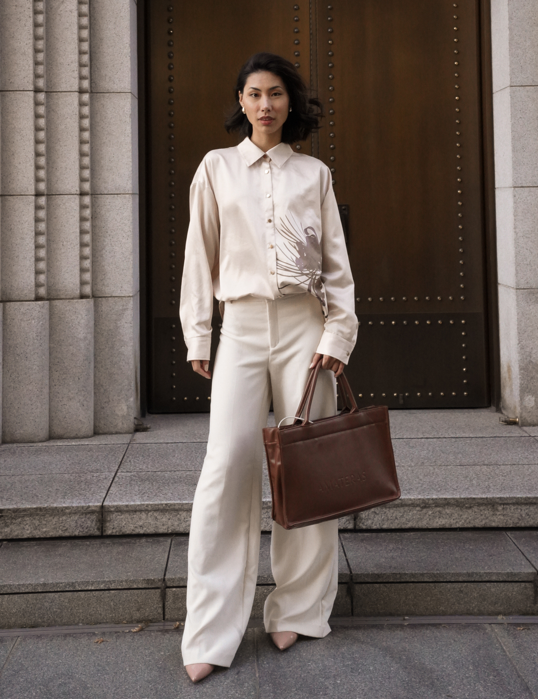 Harmony Elegant Satin Shirt / Flax (beige)