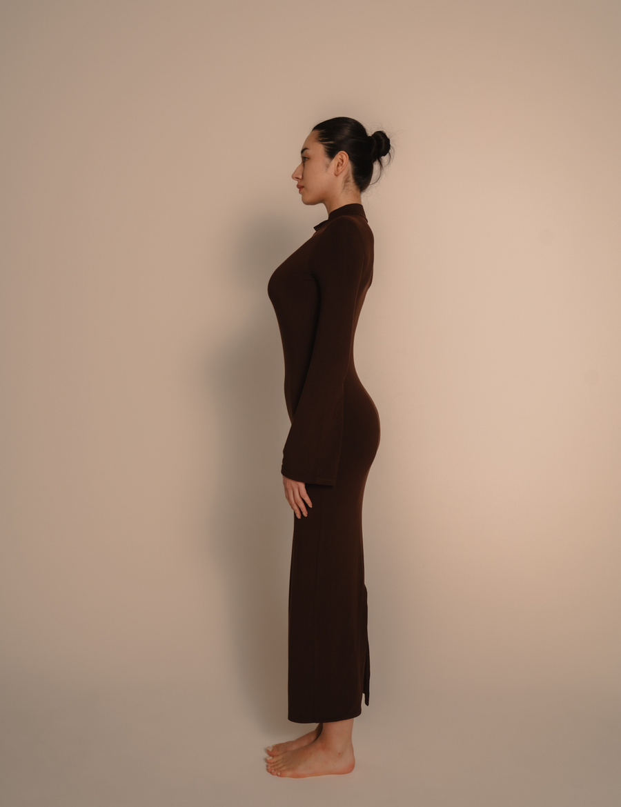 AuraFit Padded Maxi Dress / 枯茶(brown)