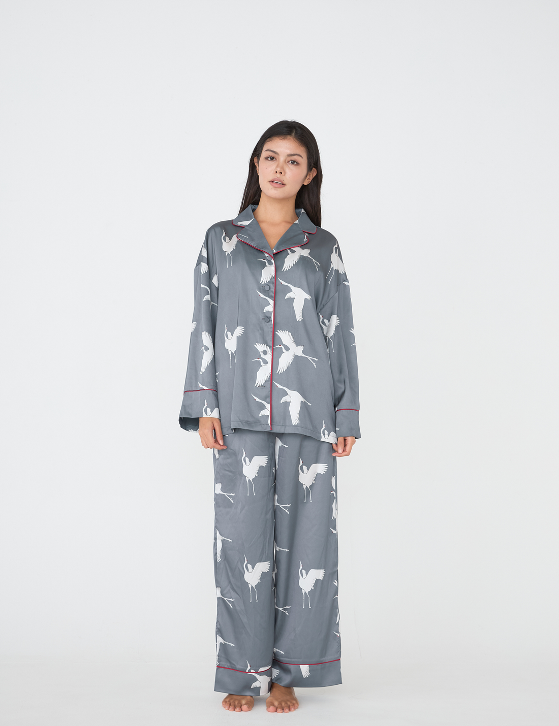 Chic Comfort Satin Pajama Pants / 薄墨(gray)