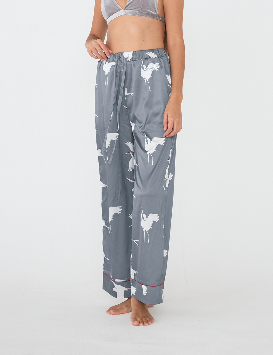 Chic Comfort Satin Pajama Pants / Gray