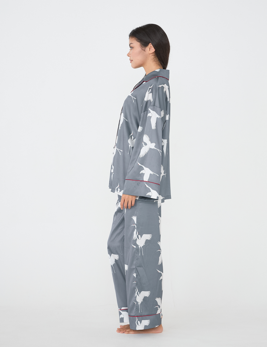 Chic Comfort Satin Pajama Pants / 薄墨(gray)