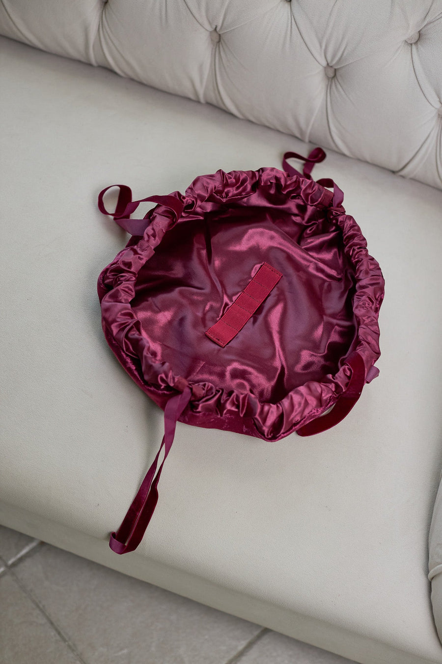 velor makeup pouch / rose(wine red)