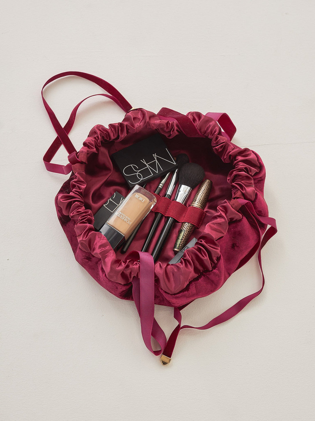 velor makeup pouch / rose(wine red)