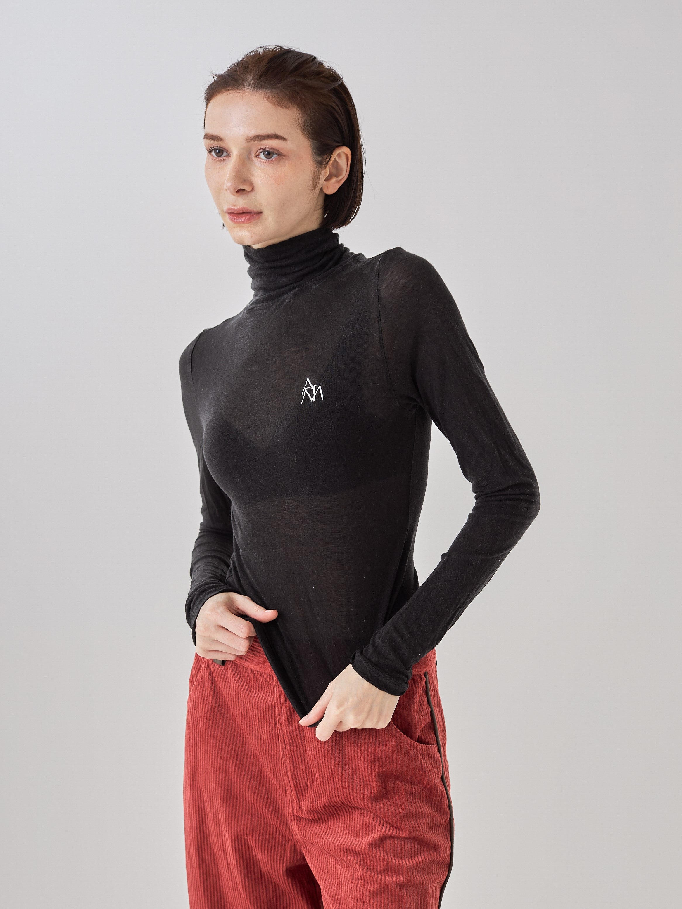 seamless turtle top / 墨(black)