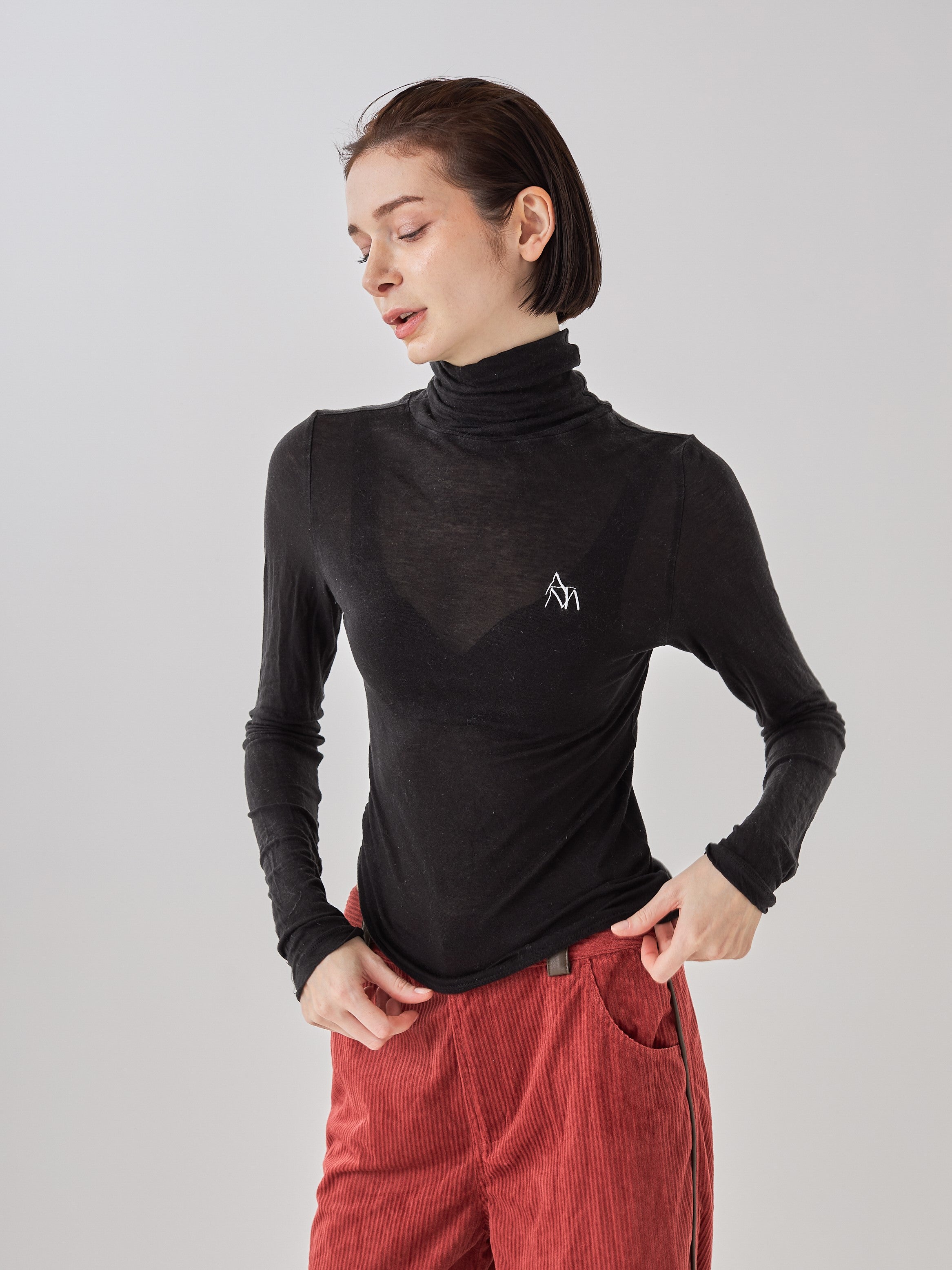 seamless turtle top / 墨(black)