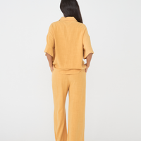 soft linen loose sleeve shirt / Hanaba(yellow)