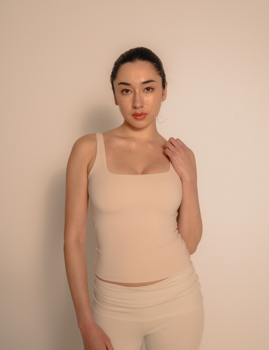 AuraFit Elegant Padded Tank / 胡粉(off white)