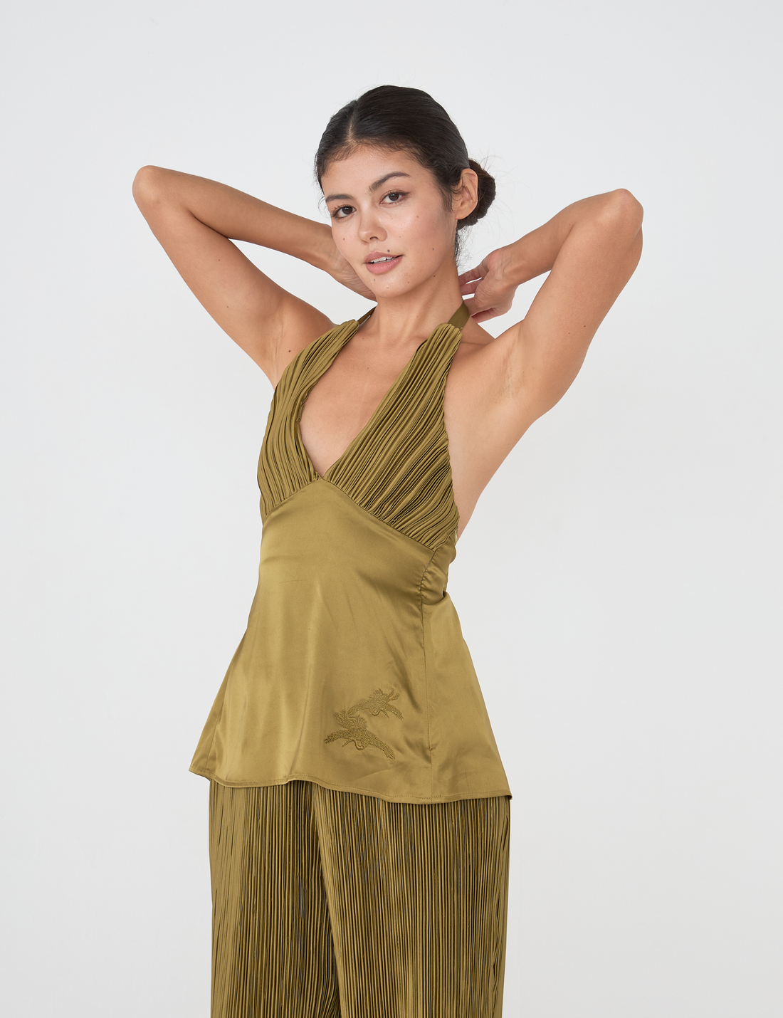 elegant satin pleated camisole