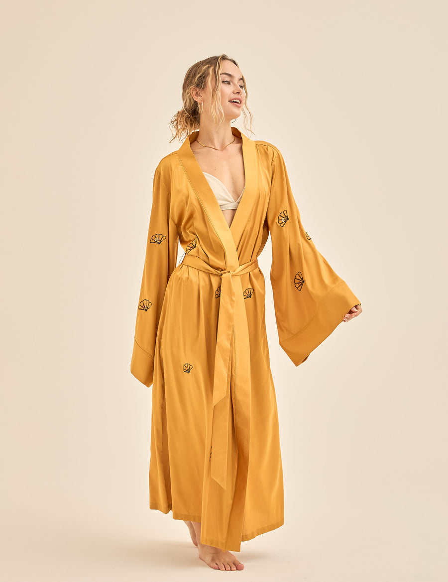 Aurelie Satin Long Robe