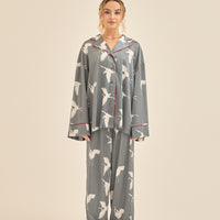 Chic Comfort Satin Pajama Shirt / Gray