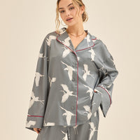 Chic Comfort Satin Pajama Shirt / 薄墨(gray)