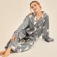 Chic Comfort Satin Pajama Shirt / 薄墨(gray)