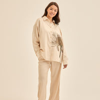 Harmony Elegant Satin Shirt / Flax (beige)