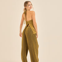 elegant satin pleated pants