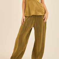 elegant satin pleated pants