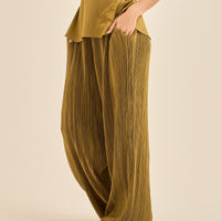 elegant satin pleated pants