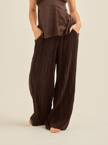 elegant satin pleated pants