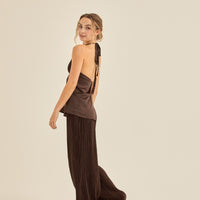 elegant satin pleated pants