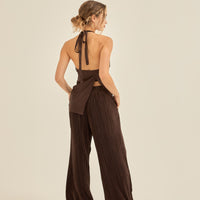 elegant satin pleated camisole / 枯茶(brown)