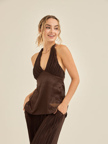 elegant satin pleated camisole