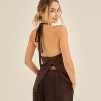 elegant satin pleated camisole / 枯茶(brown)