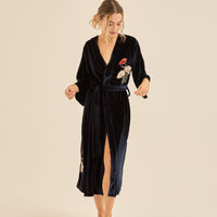 velour KIMONO robe / 濃藍(navy)