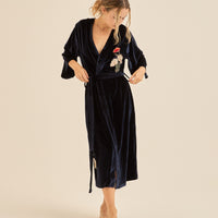 velour KIMONO robe / 濃藍(navy)