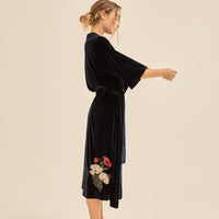 velour KIMONO robe / 濃藍(navy)