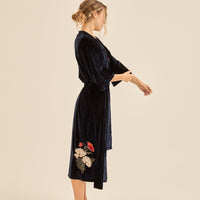 velour KIMONO robe / 濃藍(navy)