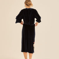 velour KIMONO robe / 濃藍(navy)