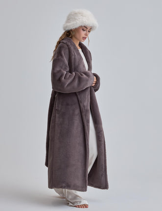 Cozy Up Premium KIMONO Fur Coat / Gray