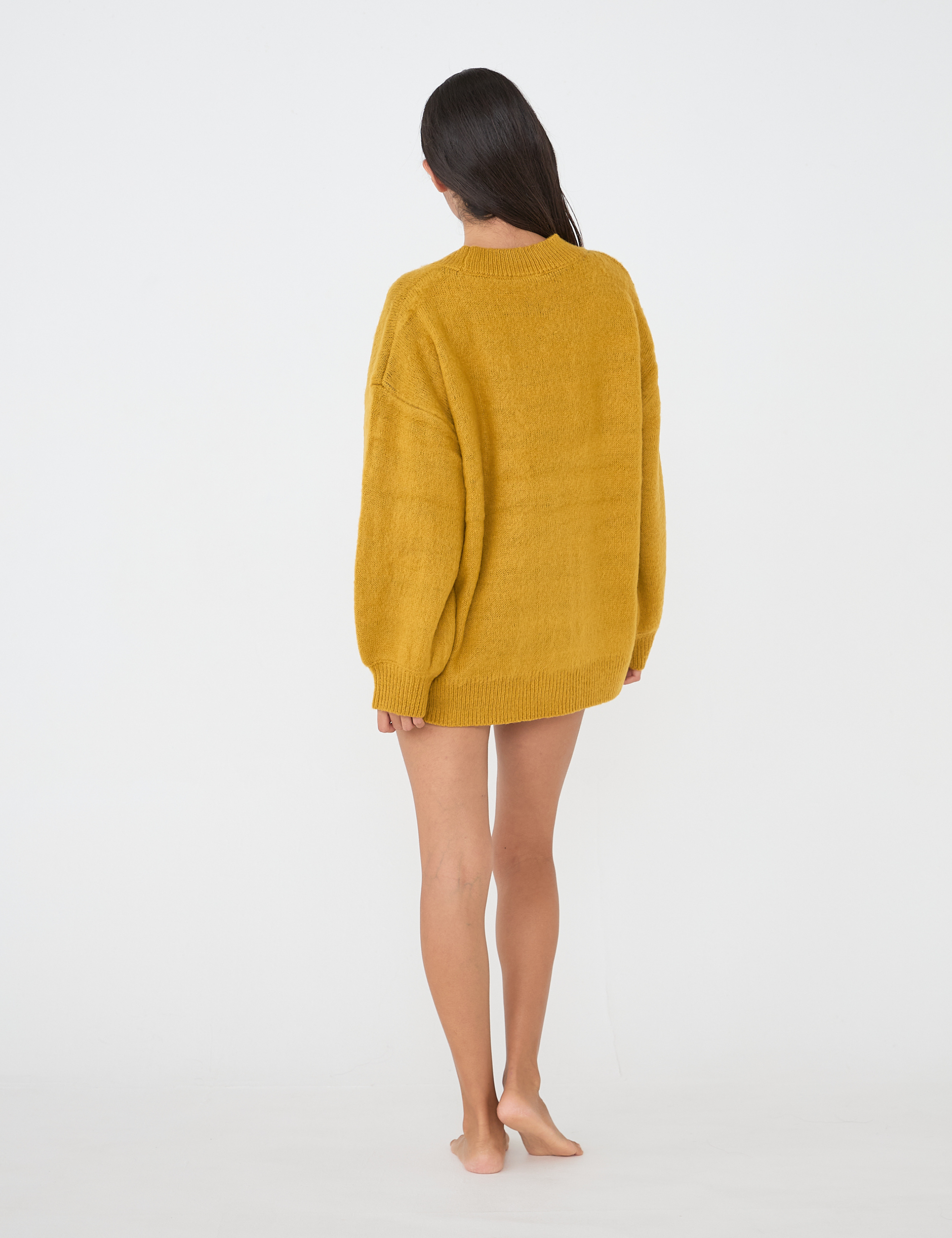 reversible V-neck knit cardigan / 蜂蜜(mustard × navy)