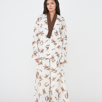 resort long sleeve KIMONO shirt / white flower(ivory)