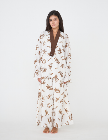 resort long sleeve KIMONO shirt / 白花(ivory)