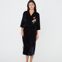 velour KIMONO robe / navy