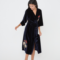 velour KIMONO robe / navy