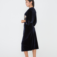 velour KIMONO robe / navy