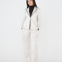 wagara tailored satin suit jacket / white flower(ivory)