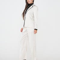 wagara tailored satin suit jacket / white flower(ivory)