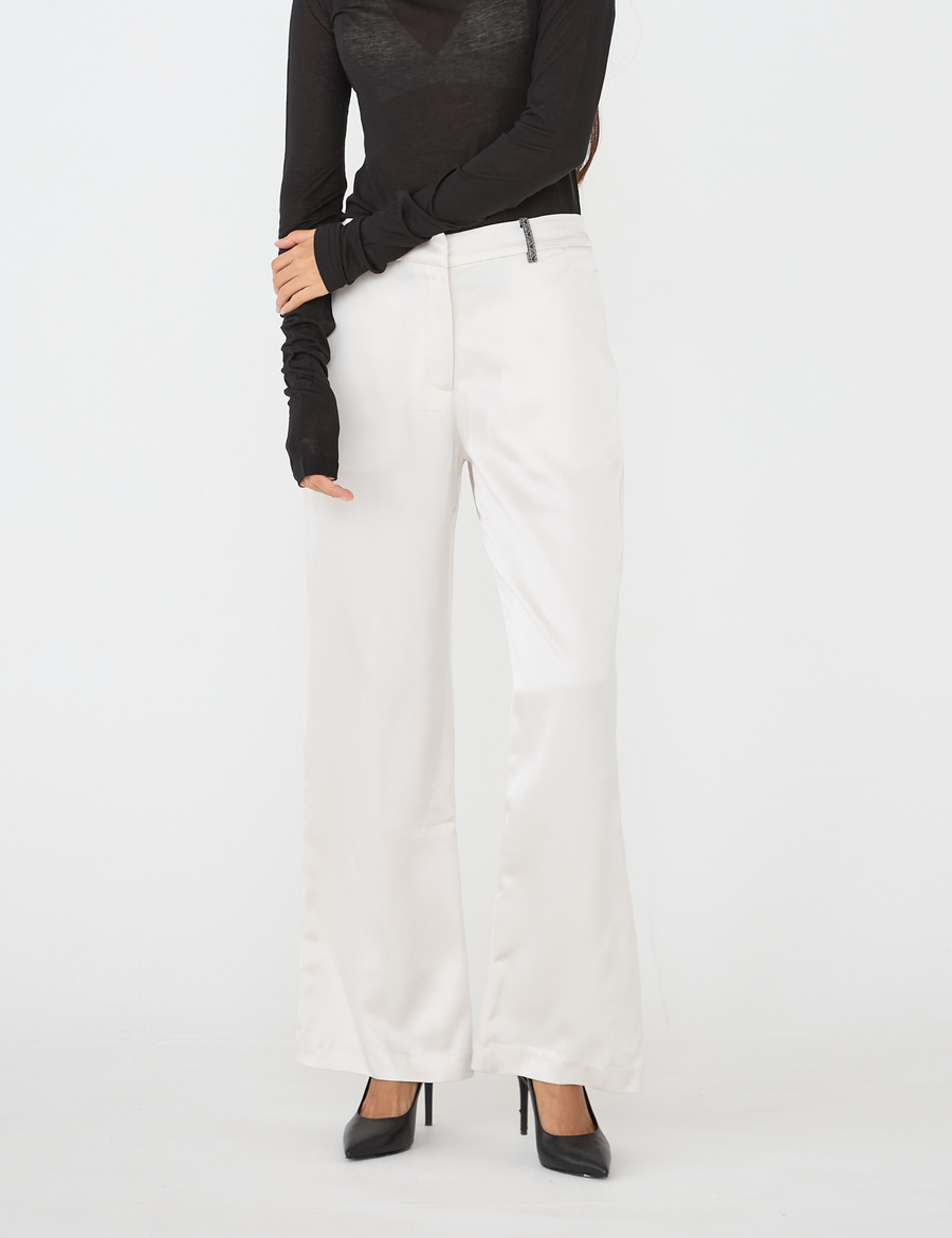 wagara tailored satin suit pants / white flower(ivory)