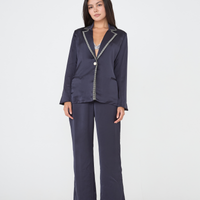 wagara tailored satin suit pants / navy