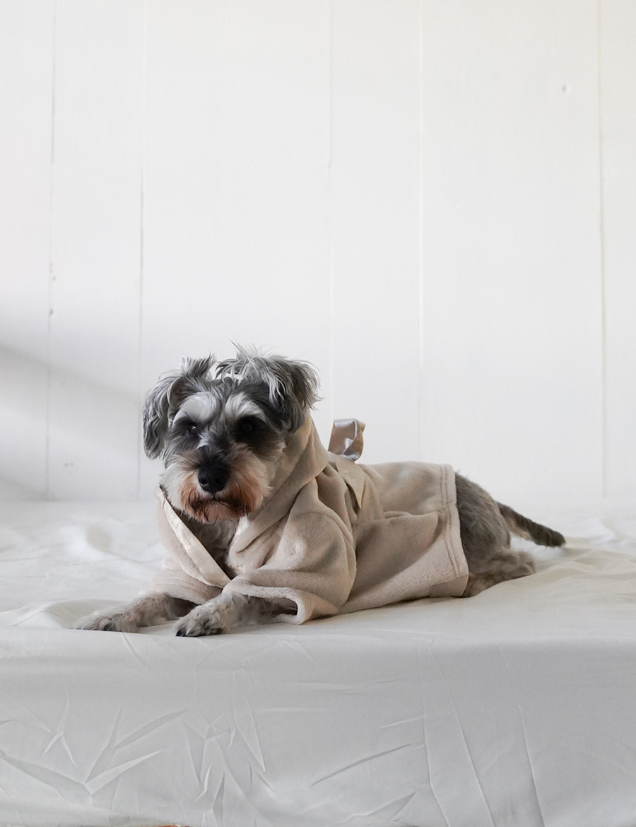 Cuddle Cloud Luxe KIMONO Robe for Puppy / 白花(ivory)