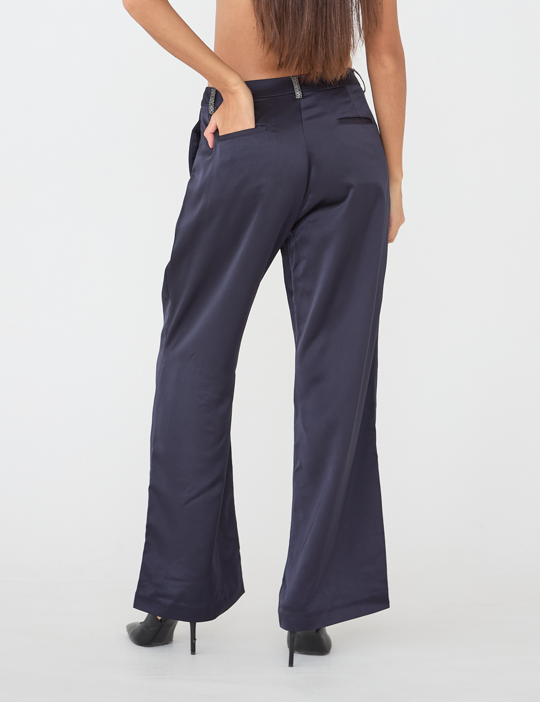 wagara tailored satin suit pants / navy